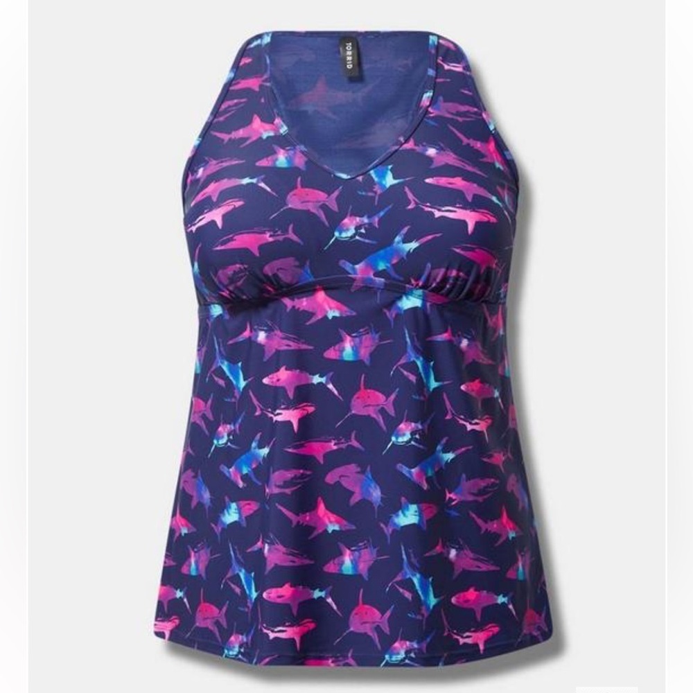 New! Torrid sz‎ 2 Shark Attack Racerback Tankini Bathing Swim Suit Top 2X